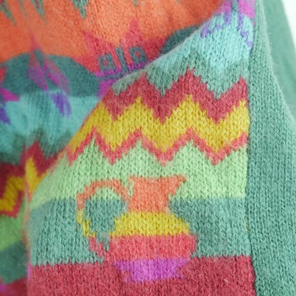 Vintage Benetton Medium Sweater Multicolor Rainbow Fair Isle Ski Nordic Wool 80s - Picture 9 of 14